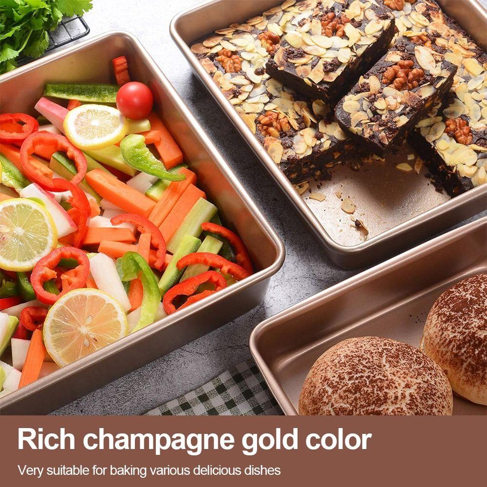 Rectangle Cake Baking Tray 9/11/13inch Bread Tray Gold Bake Mold