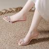 Summer New Style Sexy Women Sandals Thin Heel Rhinestone High Heels Open Toe Backless Slippers Fairy Style Zapatos Mujer