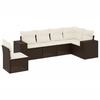 6 Piece Garden Sofa Set with Cushions Brown Poly Rattan