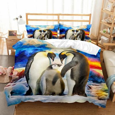 Комплект постельного белья в стиле картины 3D Penguin Polar Small Single Twin Double Queen King Cal King Size Комплект постельного белья