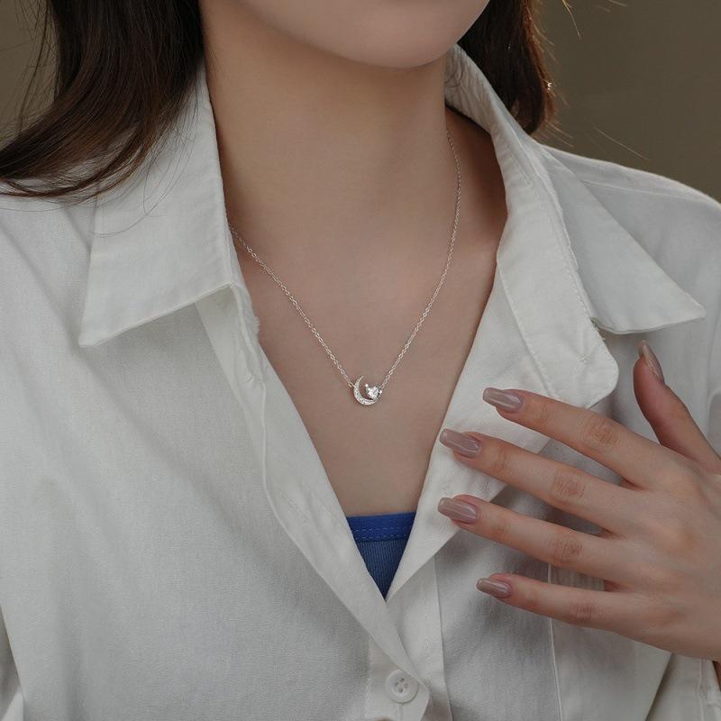 Серебряное ожерелье Beixi S925 Звезда-Луна-Сердце - Роскошное Дизайнерское Украшение