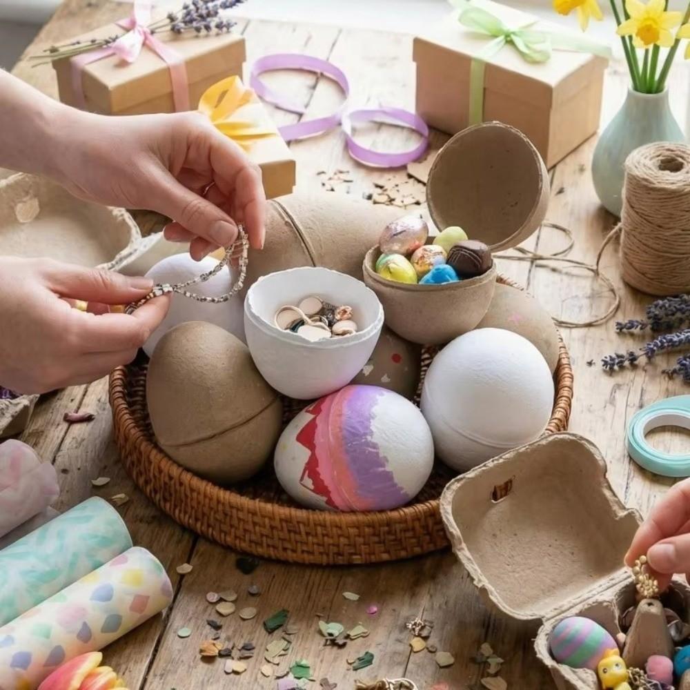 Blank Easter Paper Eggs Unpainted Craft DIY Easter Eggs Fake Eggs Paper Pulp Egg Easter Hunt Party