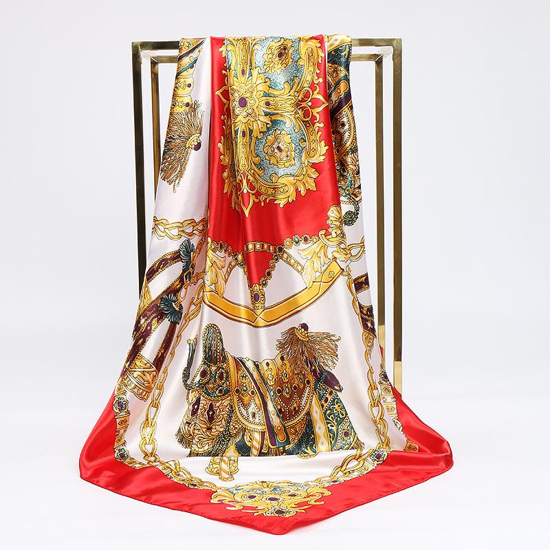 Spring and Autumn Women's Cashew Print Square Scarf Fashion Commuting Versatile Headscarf Stained Rose Square Scarf