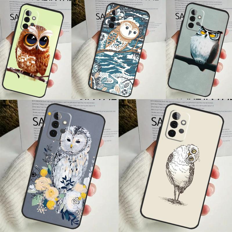 Cute Owl Cartoon Phone Case For Samsung Galaxy A53 A33 A13 A12 A32 A52 A14 A34 A54 A15 A25 A35 A55 A71 A51