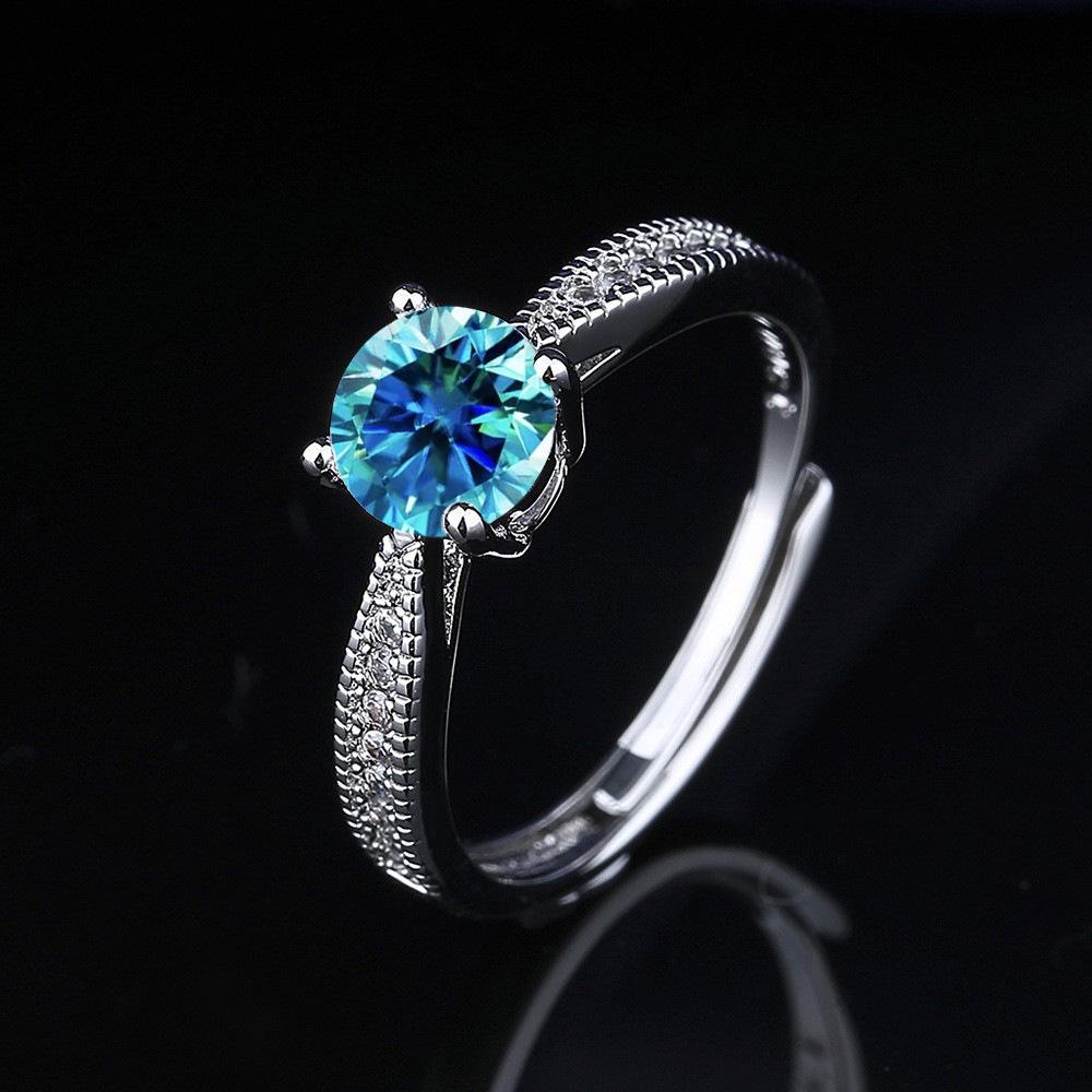 2026 Изысканное кольцо Классическое кольцо с муассанитом в один карат на четырех лапках Легкая роскошь Кольцо для предложения