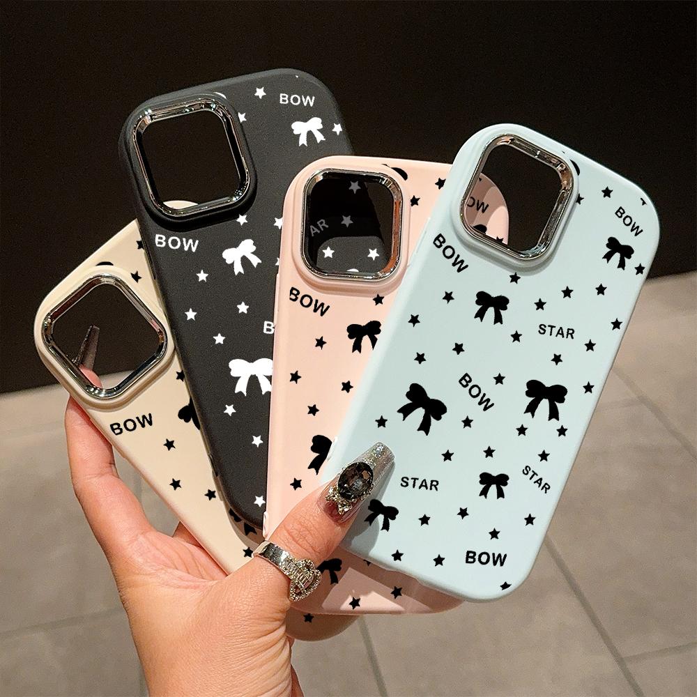 For Samsung A16 A15 A14 A13 S24 S23 Redmi 13C Note 13 12 11 Pro iPhone 16 15 Bowknot Star Design Soft Silicone Candy Color Phone Case