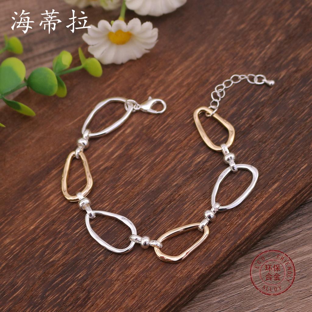 Двухцветный геометрический браслет-кольцо из сплава, преувеличенное универсальное панк-украшение для мужчин и женщин