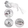 12pcs Artificial Bird Silver Christmas Tree Decorative Bird Ornament with Metal Clip