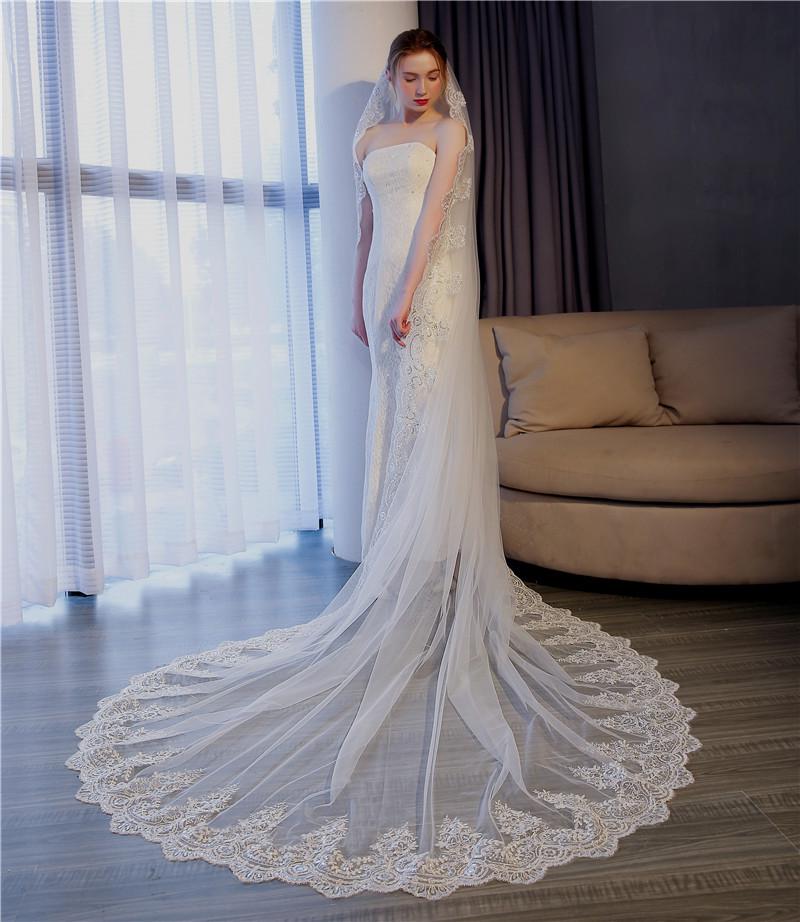 Exquisite 3-Meter Lace Veil for Wedding Dress - European & American Bridal Train Photo Accessory