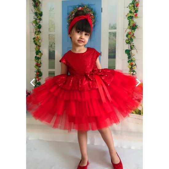 Красное вечернее платье из тюля для девочек