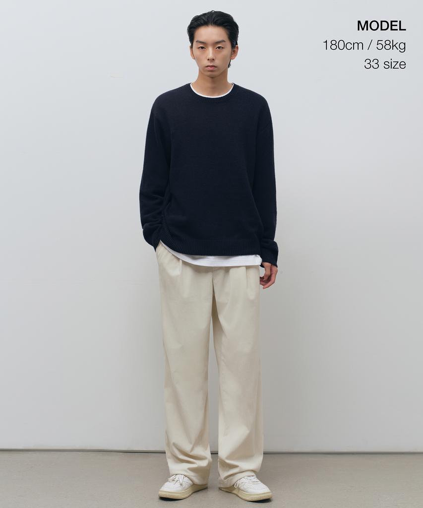 MUSINSA STANDARD 8W Corduroy One-Pleat Wide Elastic Pants [Cream]