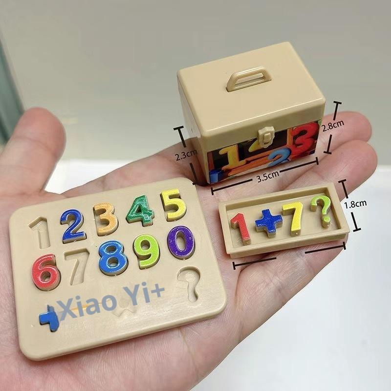 Miniature Dollhouse Letter & Number Block Set Simulation Model Math Bricks Puzzle Sorting Small Ornament Toys for Children