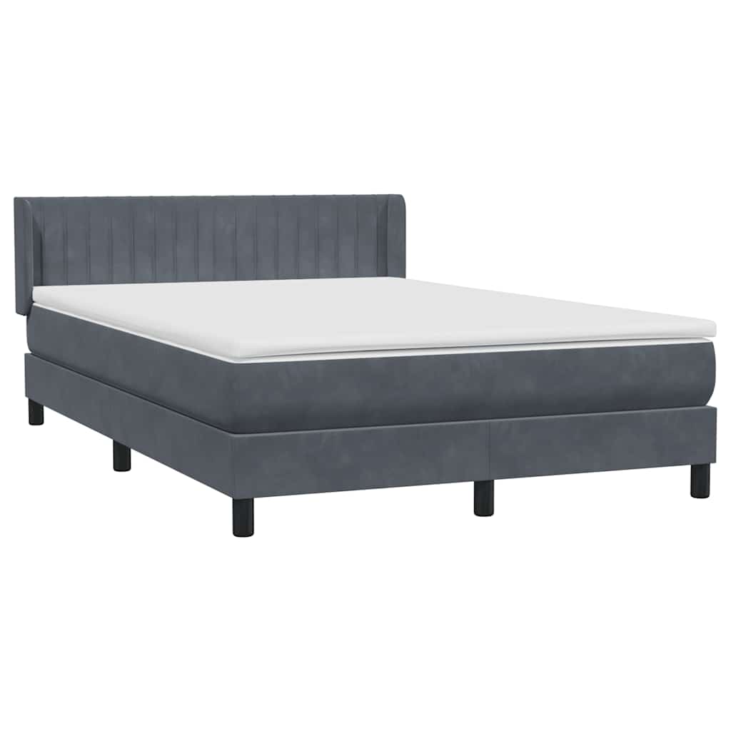 Box Spring Bed with Mattress Dark Gray 160x210 cm Velvet
