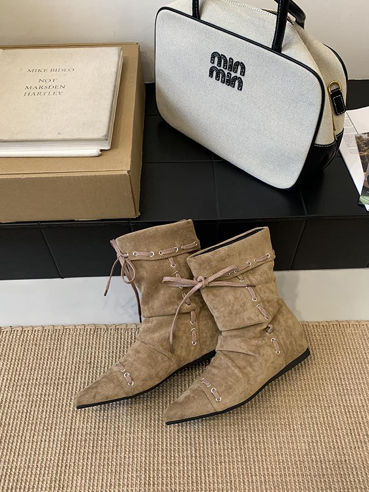 Зимние Новые Ботинки Богема Ботильоны Женские Кисточки Искусственная Замша Ботинки Девушка Сабо Пробковая Стелька Длинные Botas Mujer Зимняя Уличная Обувь