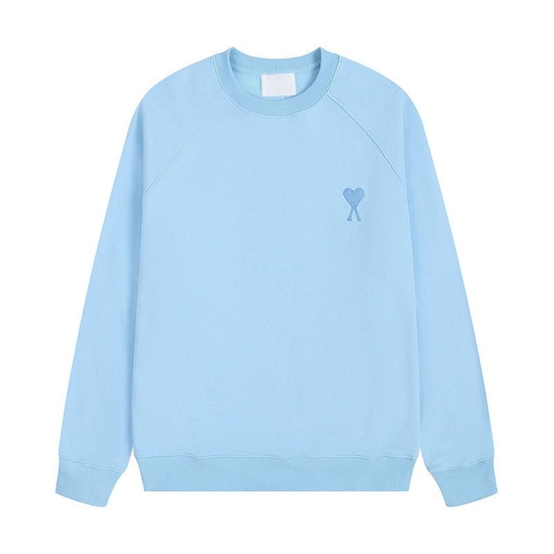 Soft Cotton Oversized Crewneck Sweatshirt With Small Heart Embroidery Pastel Colors Long Sleeve Fall Winter Casual Wear