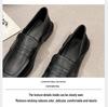 Huiliya Women's Black Leather British-Style Loafers - 2025 Spring Collection, Thick-Soled Casual Shoes