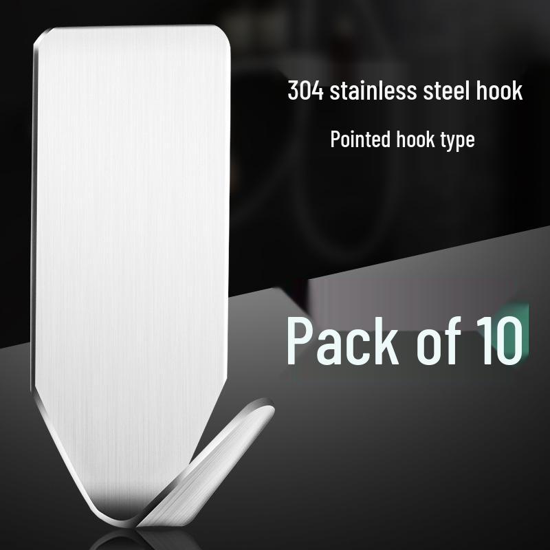 Stainless Steel Adhesive Wall Hook for Clothes, Coats, and Hats - No-Punch Installation, Ideal for Kitchen and Bathroom.