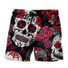 Men's Summer Beach Health Fabric Black Stretch Casual Ordinary 3D Printed Shorts Men Skull Flag Trousers
