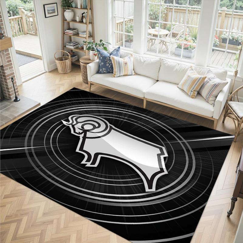 Derby County Design Crystal Velvet Carpet Cozy Non?Slip Printed Rug For Bedroom Living Room Entrance