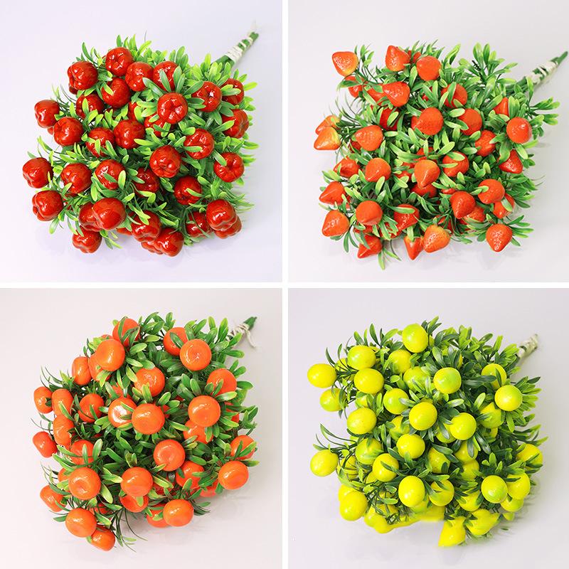 Имитация Оранжевый Насыщенный Фрукт Домашние Декоративные Элементы Гранат Фрукт Клубничная Ветка Имитация Цветка