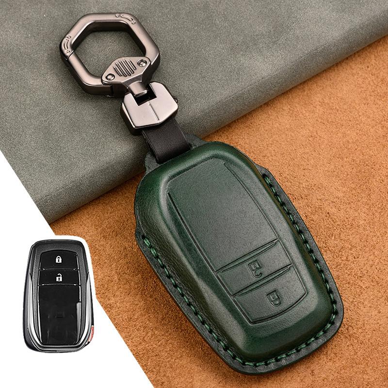 Leather Car Key Case Cover Fob for Toyota Chr C-hr Land Cruiser 200 Avensis Auris Corolla Smart Keychain Shell Accessories Ring