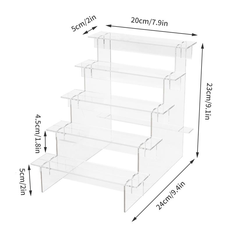 1-5 Tier Ladder Acrylic Display Stand Transparent Nail Polish Display Rack Perfume Doll Holder Cupcake Desktop Storage Organizer