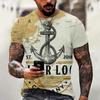 Summer Sailor T-shirt, Anchor Men's 3D Neckline Short-sleeved T-shirt