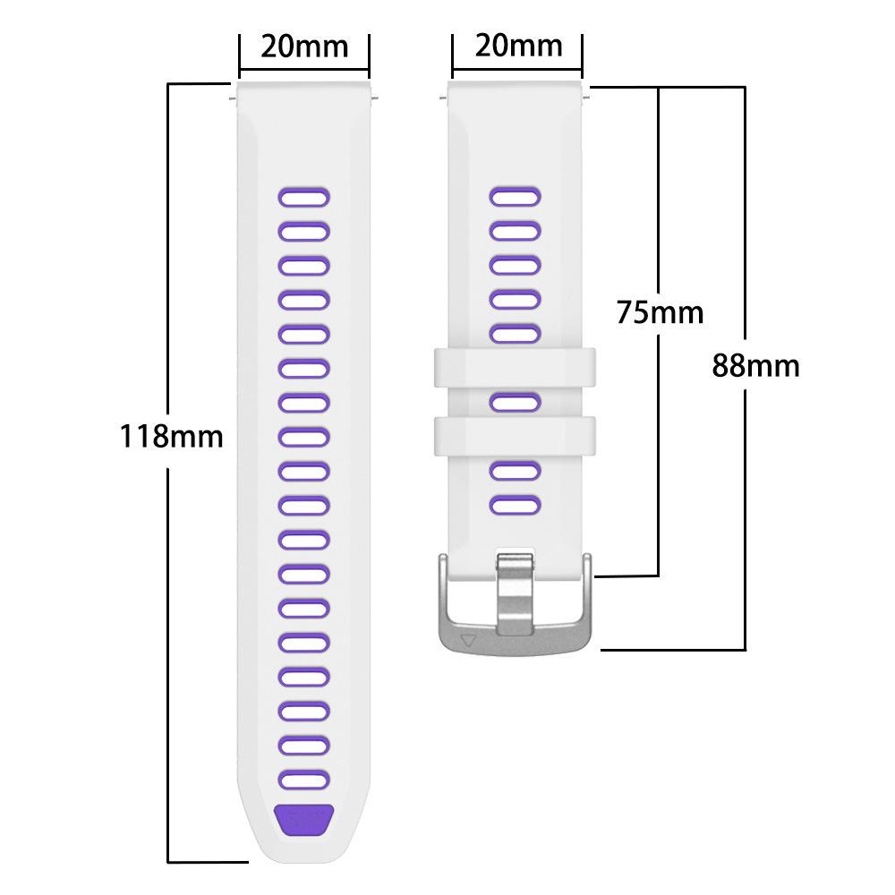 20mm Silicone Watch Strap For Garmin Forerunner 170 70 570(42mm) 645 245 165 158 55 Vivoactive 5, Soft Replacement Wrist Band
