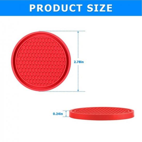 2pcs Red Car Cup Holder Anti-Slip Insert Coaster Pad Auto Internal Accessories