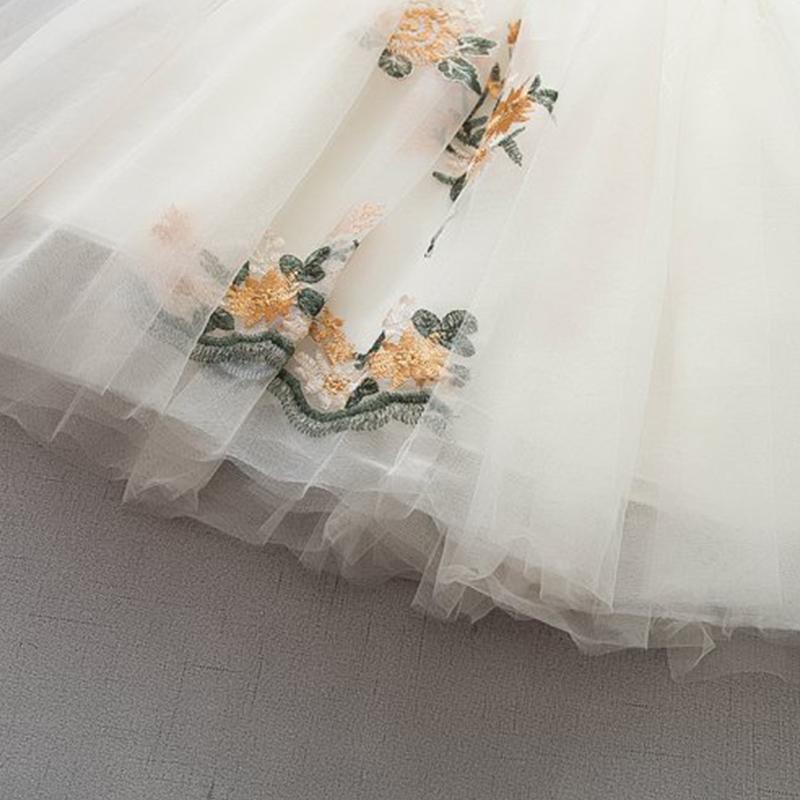 Зарубежные летние модные кружевные марлевые платья с цветочной вышивкой для девочек, детская одежда