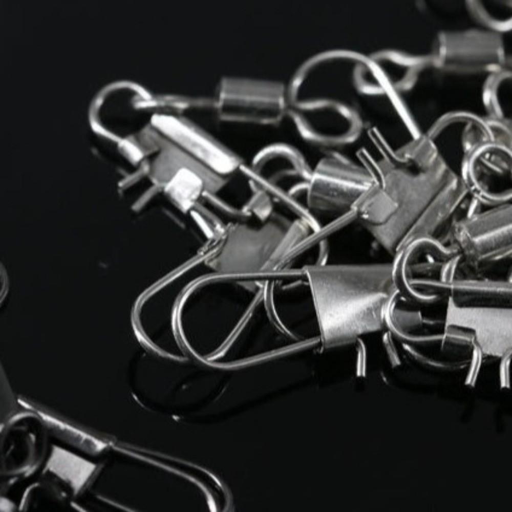 50pcs Stainless Steel Fishhook Lure Connector with Interlock Snap Fish Interlock Snap  Pike Fishing
