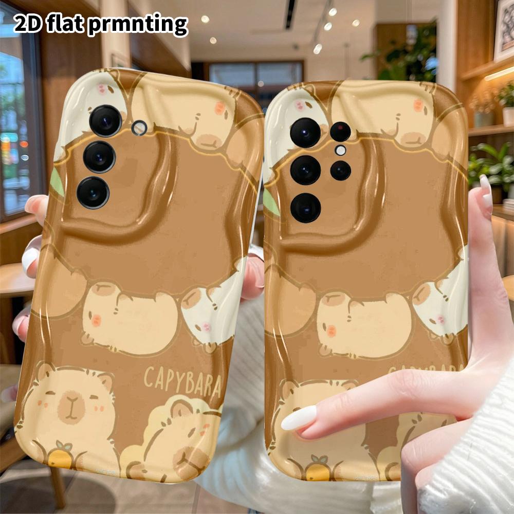 Phone Case: 2D Flat Samsung Galaxy A34 A35 S20 S22 S21 FE Plus Ultra Protective Case, Capybara Wreath, Christmas and Halloween Holiday Gift
