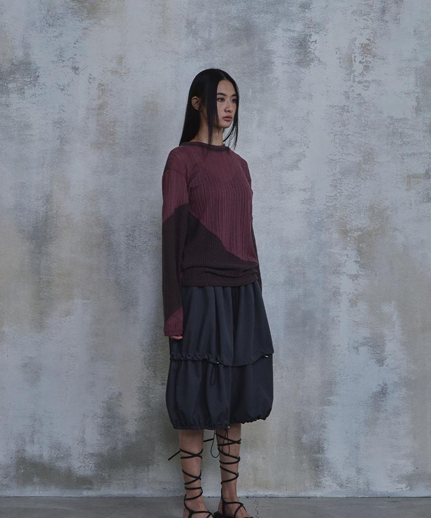 PARADIGMFILM [Ep.02] Wavy Panel Long Sleeve (Burgundy)