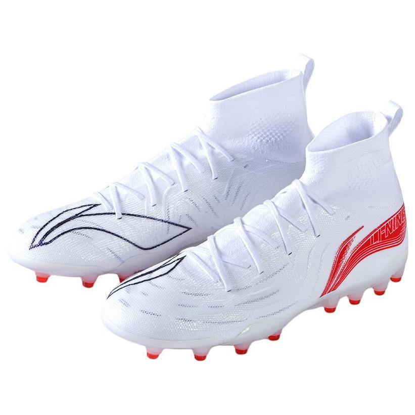 Li Ning Футбольные бутсы с искусственным покрытием, износостойкие, дышащие, мужские, белые с красным, YSFU035-7
