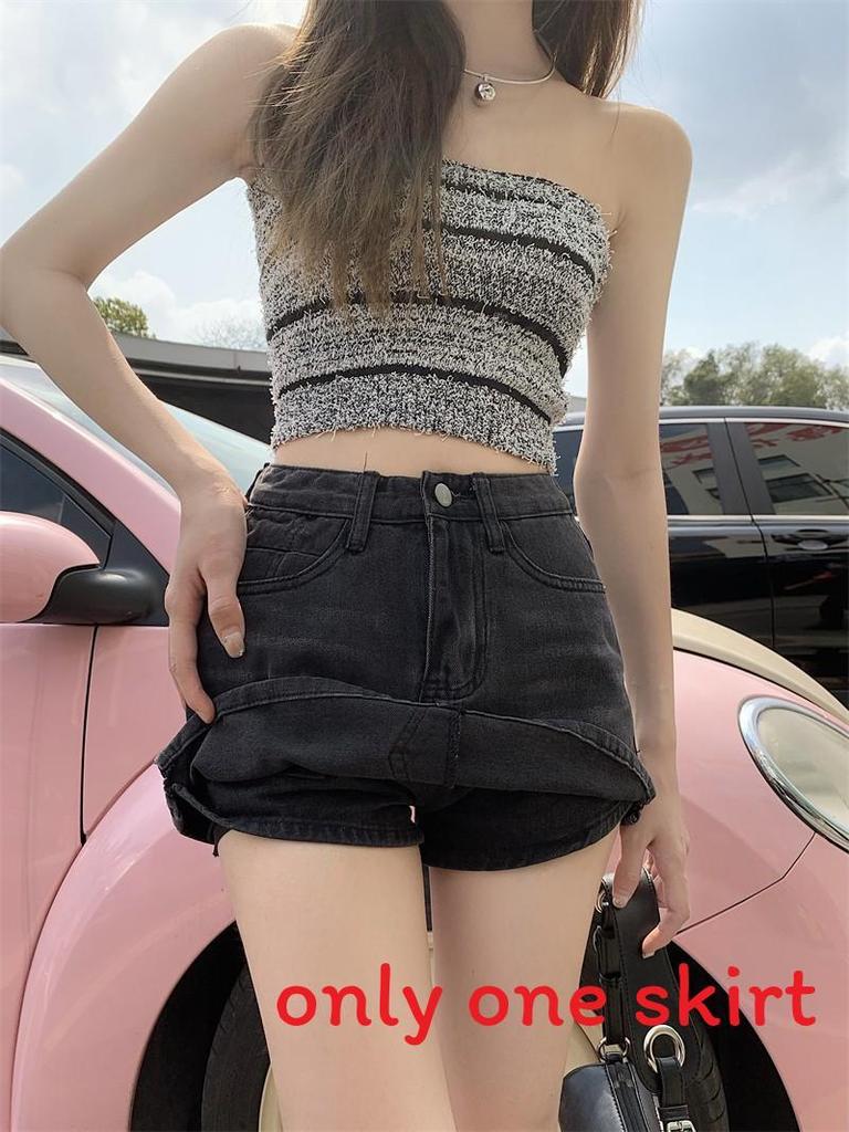 Vintage Style Cotton A Line Mini Skirt With Pockets For Summer Casual Wear