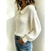 Women S Round Neck Long Sleeve Pullover Knit Sweater With Button Ruffle