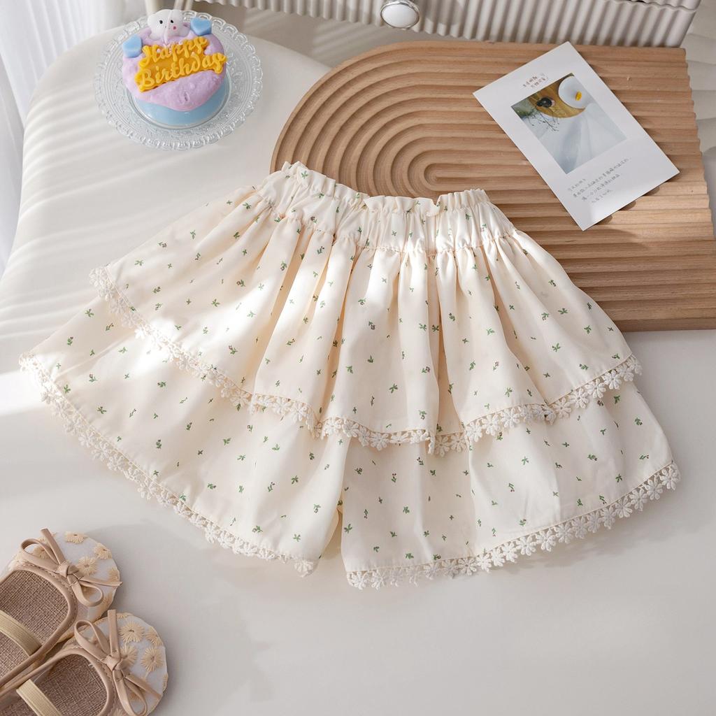 Girls' Floral Shorts Korean Lace Lace Casual Pants Summer Baby Shorts Summer Dress Pants