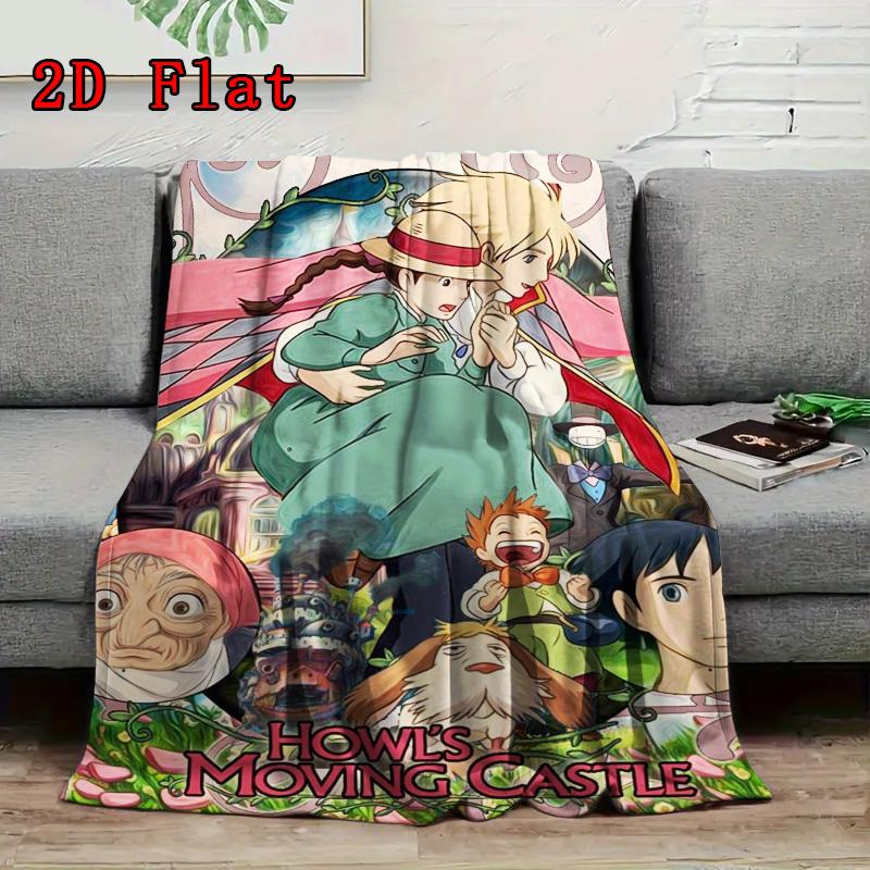 Howl's Moving Castle 2D Flat Pattern Flannel Blanket High quality All Seasons Warmth and Comfort Perfect for Christmas Gifts.NMT0928074