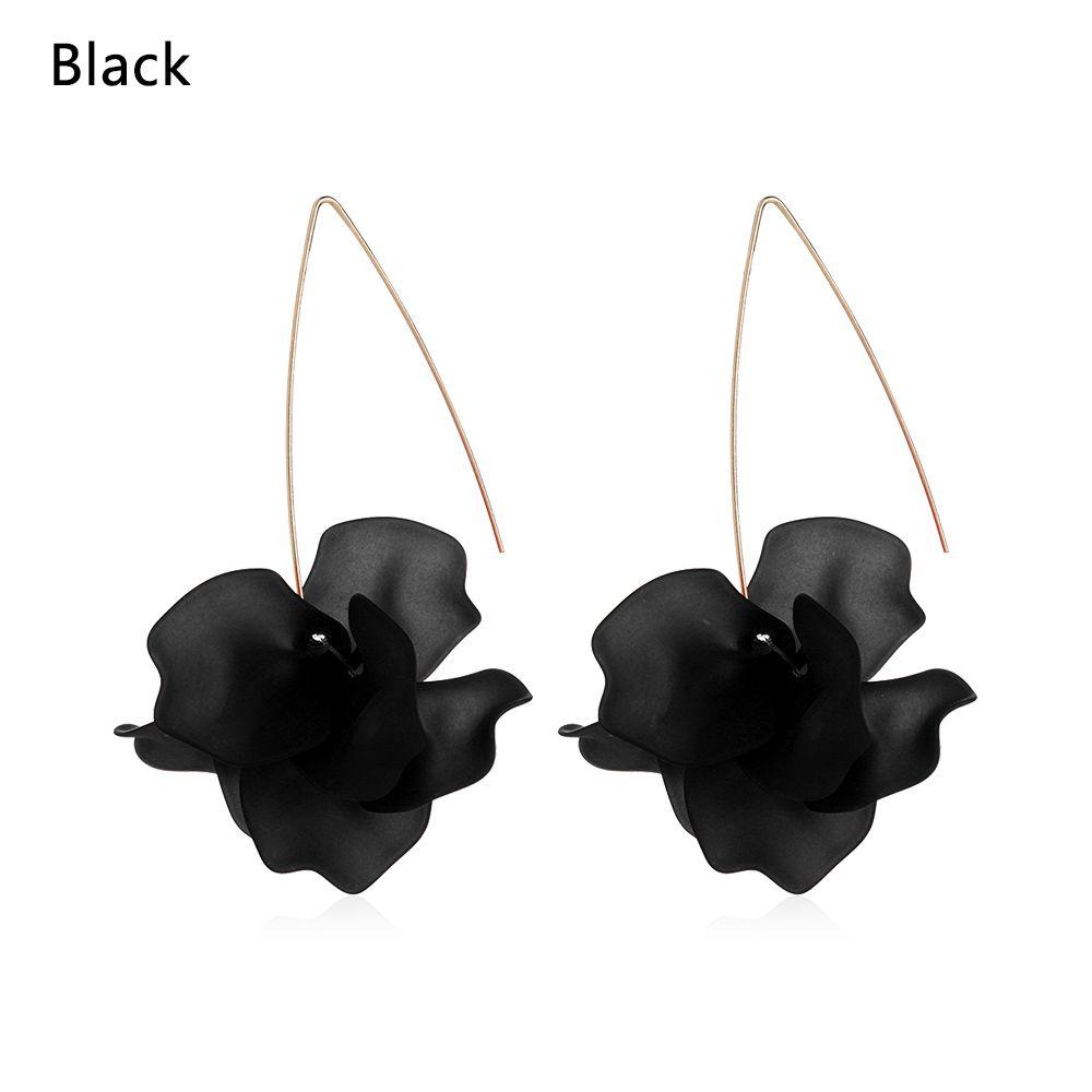 Fashion Women Jewelry Long Drop Bohemia Hook Resin Petal Dangle Stud Flower Earrings