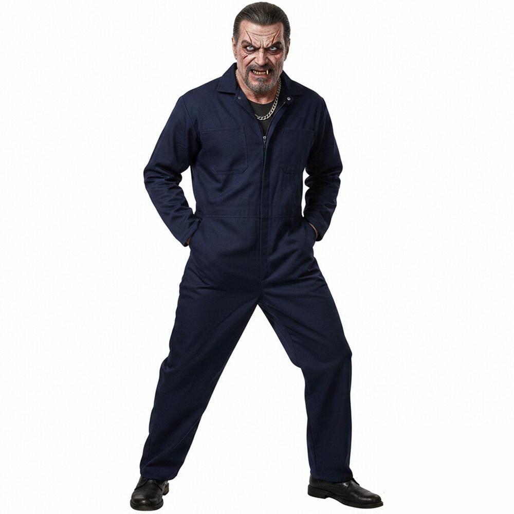 Halloween Grim Reaper Costume Workwear Jumpsuit For Horror Movie Villain Men's Overalls Halloween Thriller-themed Party Bodysuit