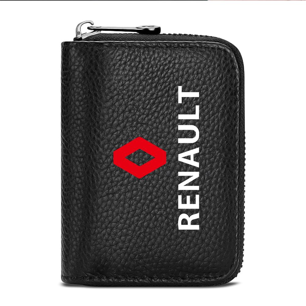 1pcs Leather Car ID Credit Card Storage Bags Accessorie For Renault Megane Clio 4 ICaptur Radio Logan Duster Laguna Dacia Espace