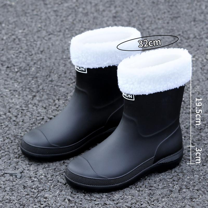 Женские новые модные резиновые сапоги до середины голени, водонепроницаемые нескользящие резиновые туфли с ПВХ-стелькой, круглый носок для кемпинга и пешего туризма на открытом воздухе