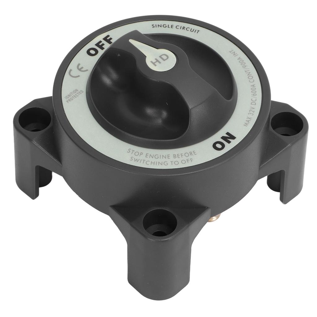 600A Master Battery Power Cut Disconnect Switch Isolator Single Circuit ON OFF IP66 Waterproof 3 Studs for RV Boat