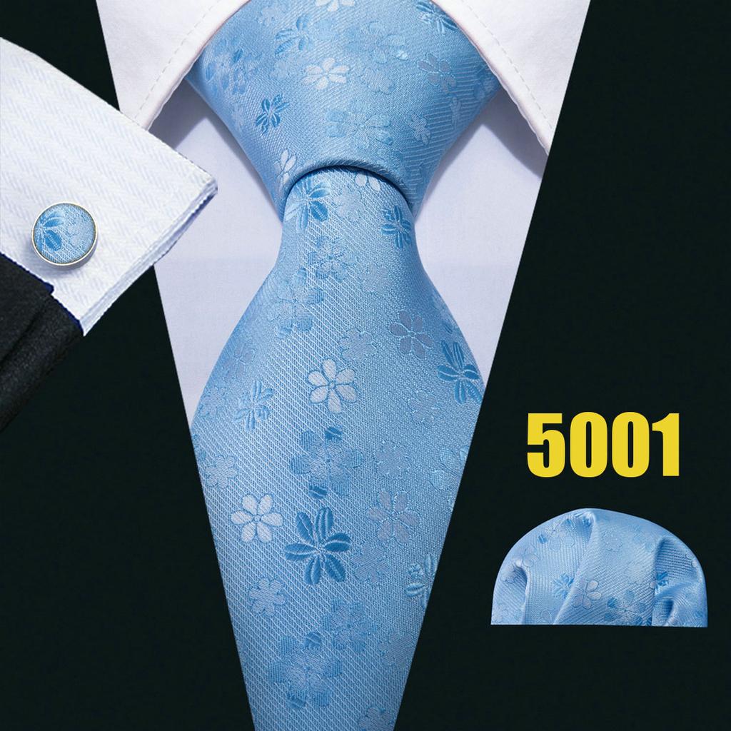 Barry.Wang Цветочные галстуки для мужчин, носовой платок, набор запонок, свадебный формальный набор галстуков