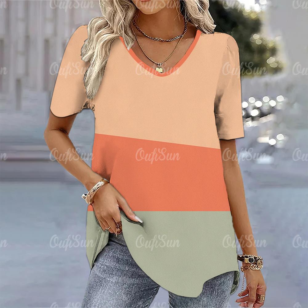 Женская футболка, простая модная футболка с v-образным вырезом и коротким рукавом в полоску, женская футболка в стиле Харадзюку, свободная одежда, женские пуловеры, топы