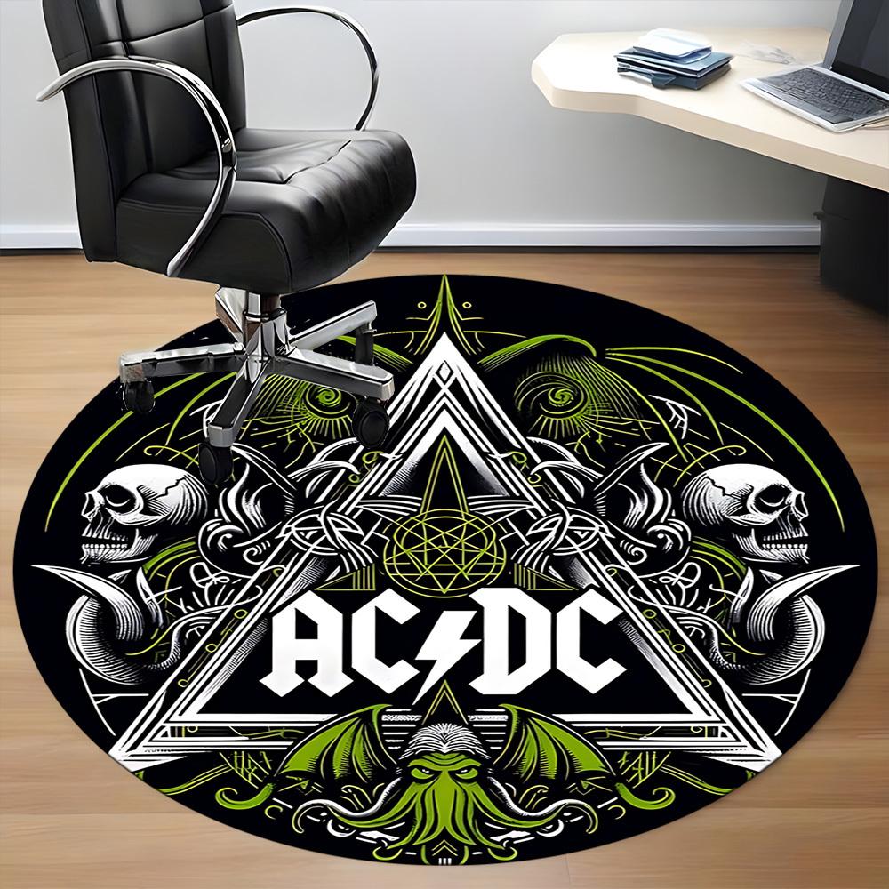 1 шт. Коврик для стула ACDC для офиса, нескользящий, мягкий и удобный, коврик для офиса, игр, легкий круглый напольный коврик