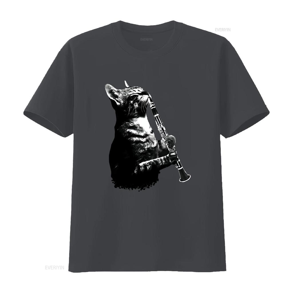 Cat Playing ClarineT T Shirt and Music Lover Clarinettist Birthday Musician Woodwind Instrument Idea vintage Washed homme