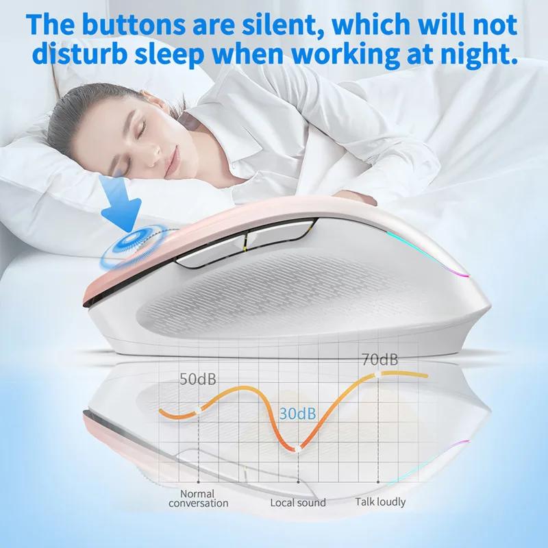 Ergonomic Rechargeable LED Backlit Wireless Silent Mouse 2.4G Dual Mode Plug And Play 1600 DPI Wireless Mouse for Laptop/Desktop