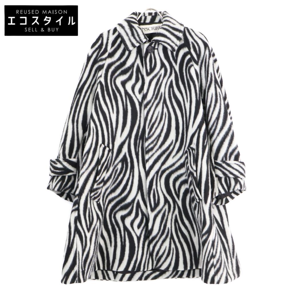 INSCRIRE I20AW-CT47A Zebra Print Wool Coat coat 36 White x blackUsed