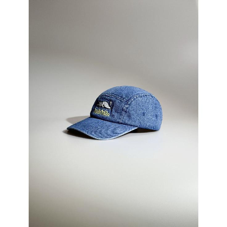 Korean-style cat letter embroidery washed denim baseball cap for women, wide brim, makes face look smaller, sunshade duckbill hat